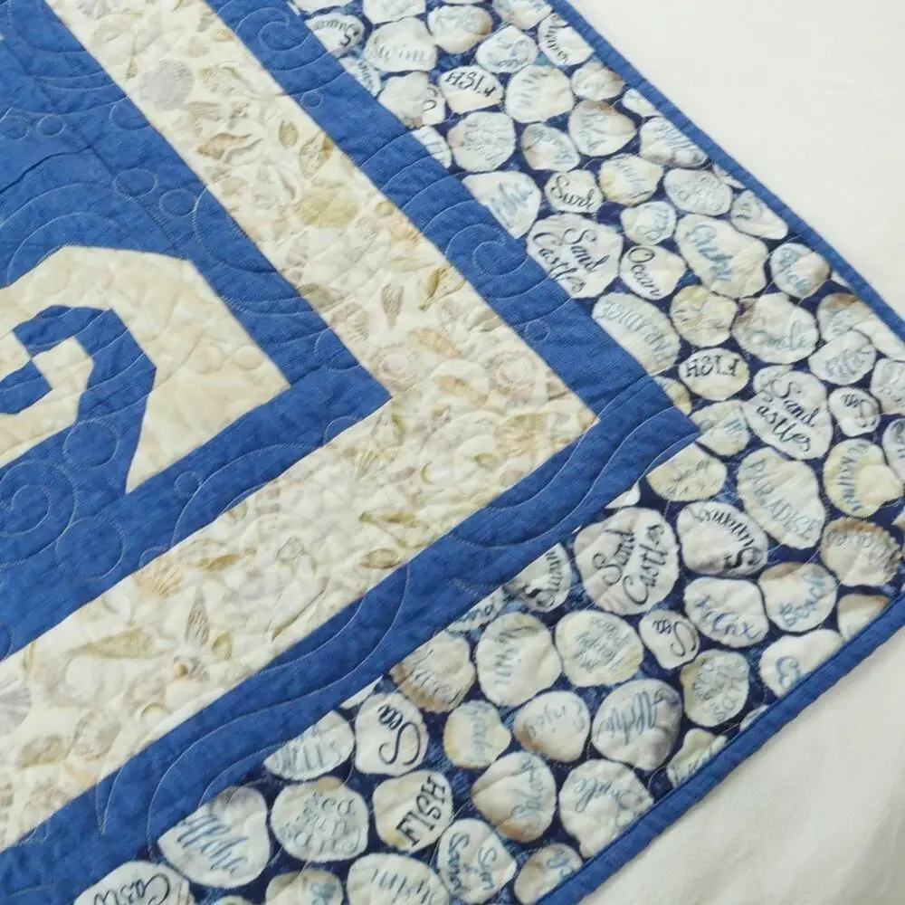 Coastal Nautical Patchwork Quilt Novelty‎ Beach House Summer Wall Throw 67 x 51
